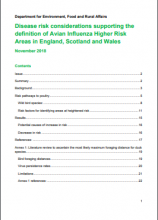 Disease risk considerations supporting the definition of Avian Influenza Higher Risk Areas in England, Scotland and Wales